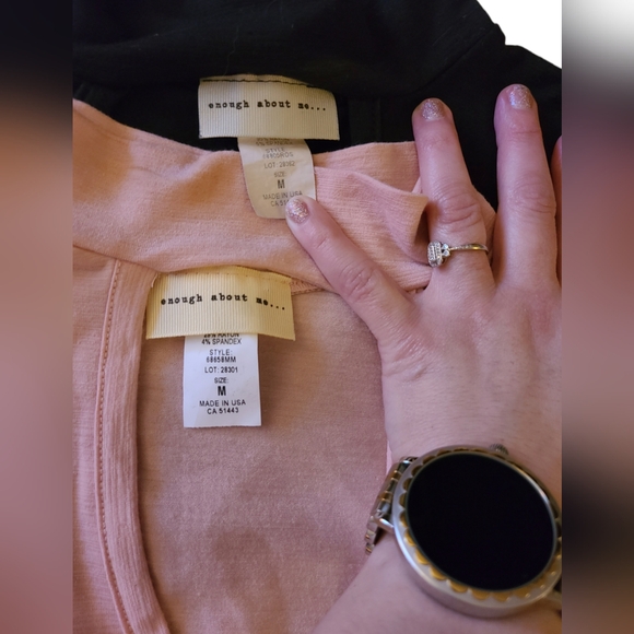 ENOUGH ABOUT ME | BLK & PINK HIGH NECK TANKS W/CUTOUT| SET|  SIZE MEDIUM - Picture 4 of 12